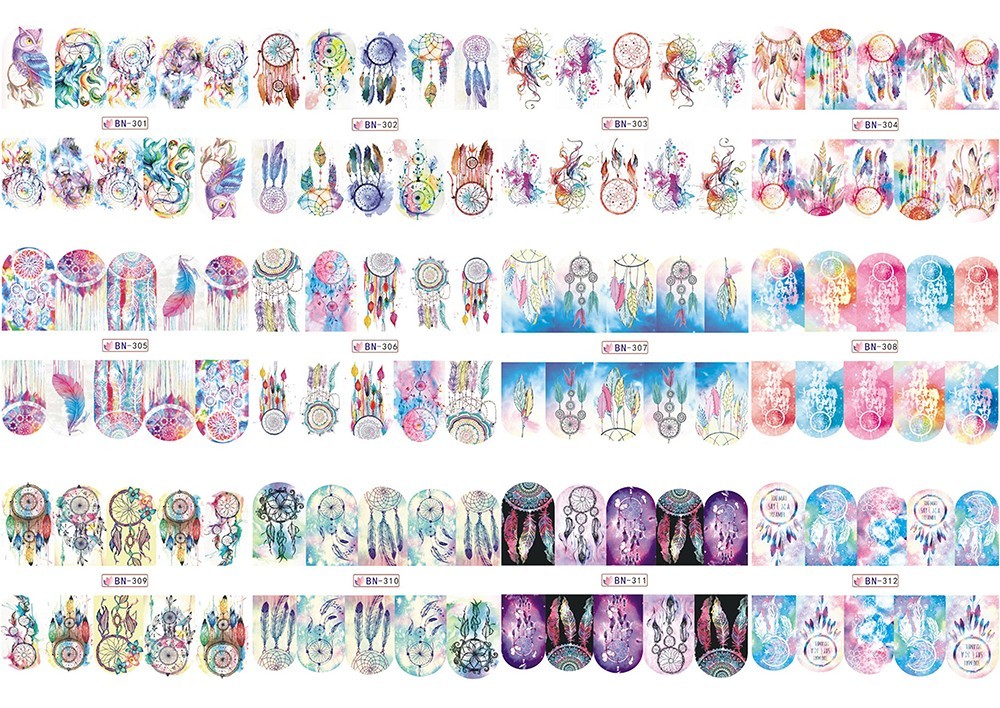 Nail Stickers Water Transfer Dreamcatcher Design Full Wraps Cover Decals Blur UK