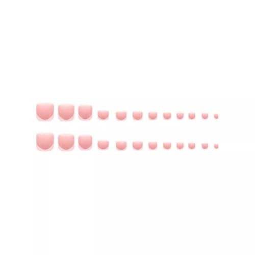 48Pcs Pink French Tips Press on Toenails Short Duck Press on Nails pattern21