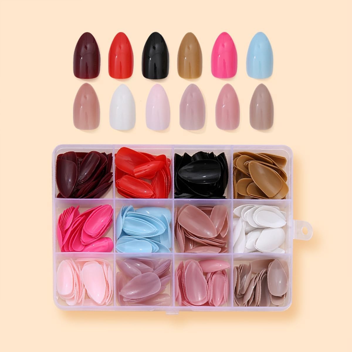 288Pcs Short Almond Press On Nails 12 Color Set