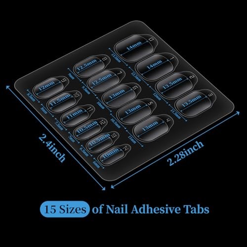 600pcs Nail Adhesive Tabs Kit – 15 Sizes Press On Stickers, 40 Sheets Reusable