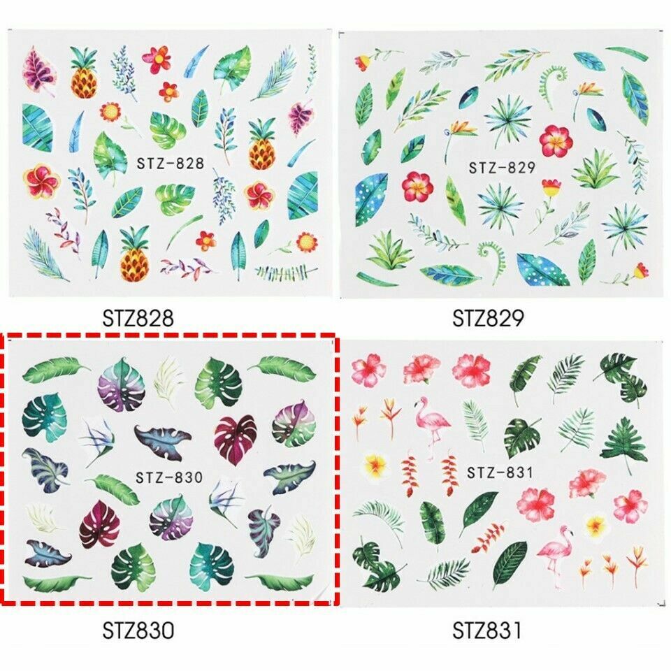 29 Sheets Nail Art Stickers Transfer Decal Leaf Flower Butterfly Watercolor NS10