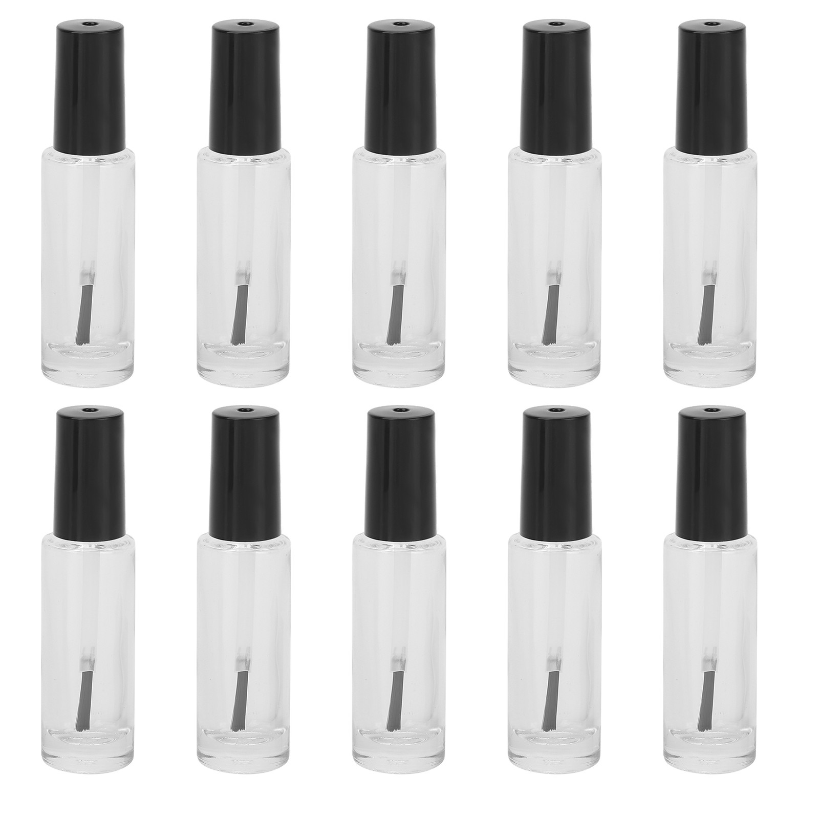 10pcs 8ml Empty Nail Polish Glass Bottles Accessory With Brush Cover Mixing