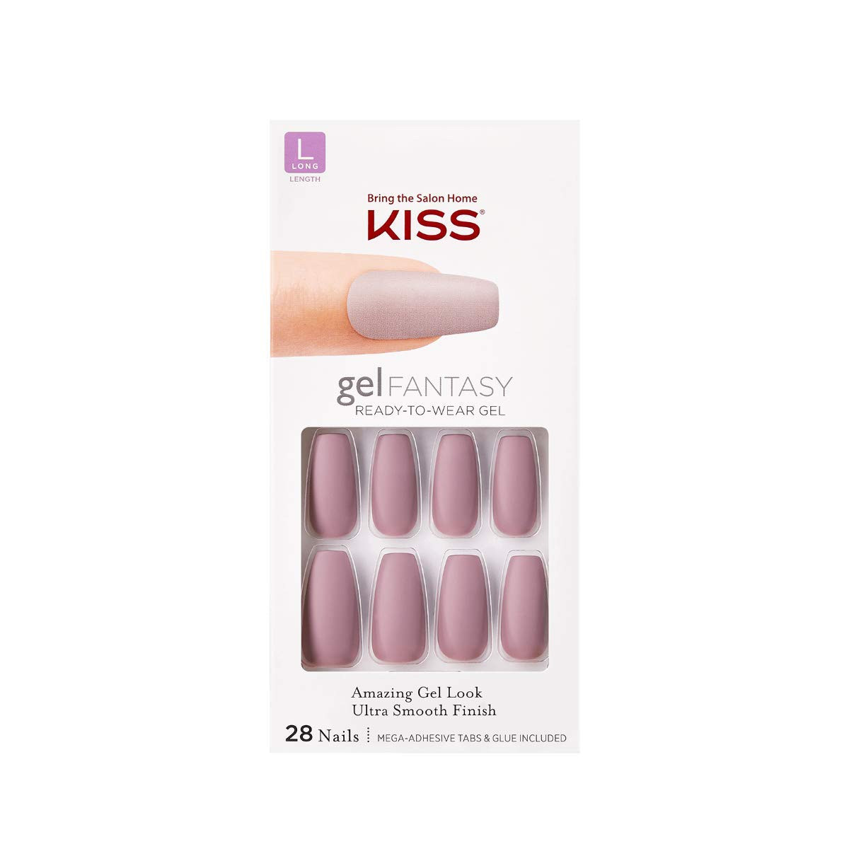 Gel Fantasy Ready-To-Wear Press-On Gel Nails, “Stick Together”, Long, Dark Pink,