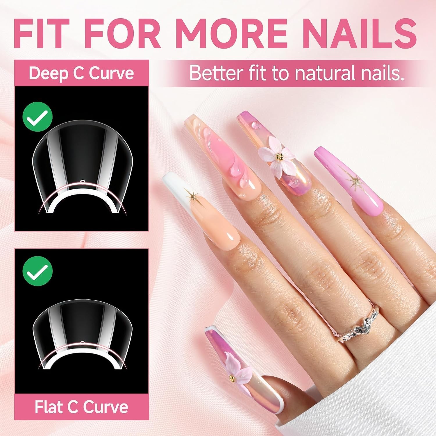 Long Lasting 504PCS Coffin Nail Tips – Extra Long Gel Extensions for Nail Art