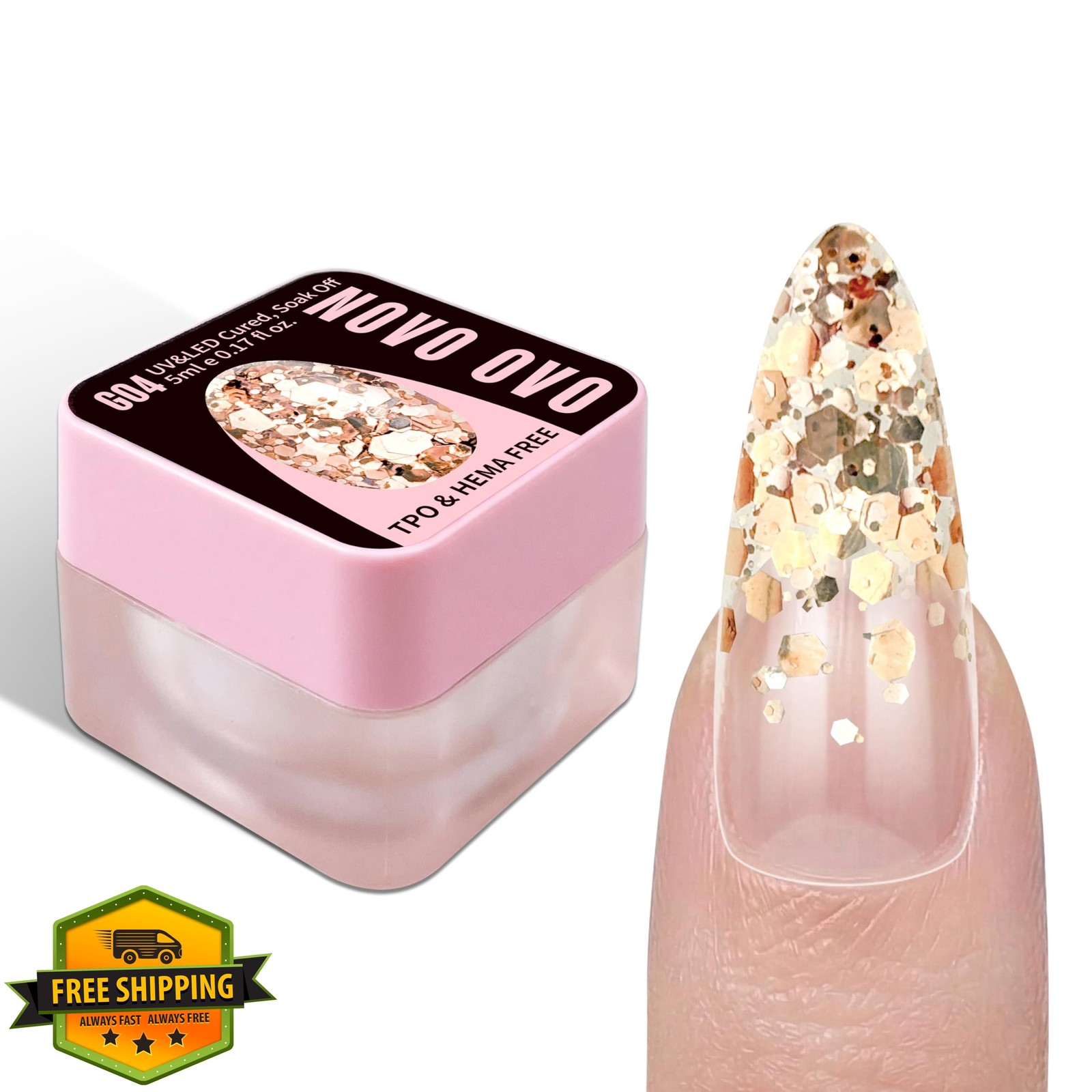NOVO OVO G04 Champagne Toast glitter gel