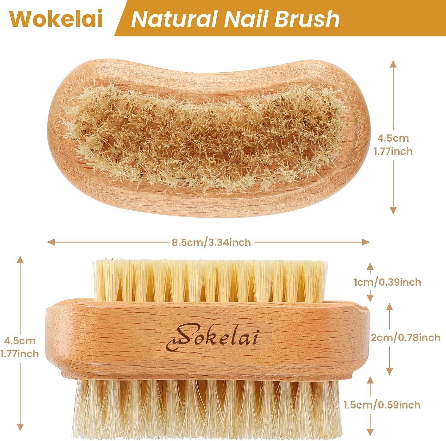 2-Pack Natural Wood Nail Brushes with Sisal Bristles – Gentle & Effective Care