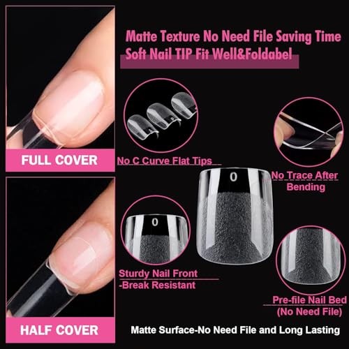 Extra Short Square Fake Nails 504pcs Pre-shape Extra Short Square XS Straight