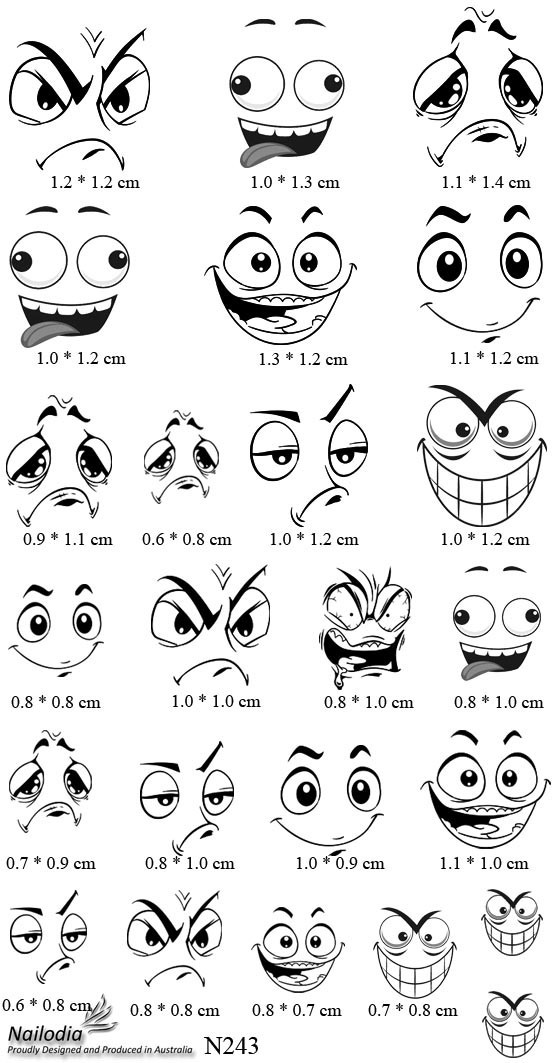 Funny Face Emoji Nail Art Decal Sticker Water Transfer Slider – Happy & Sad