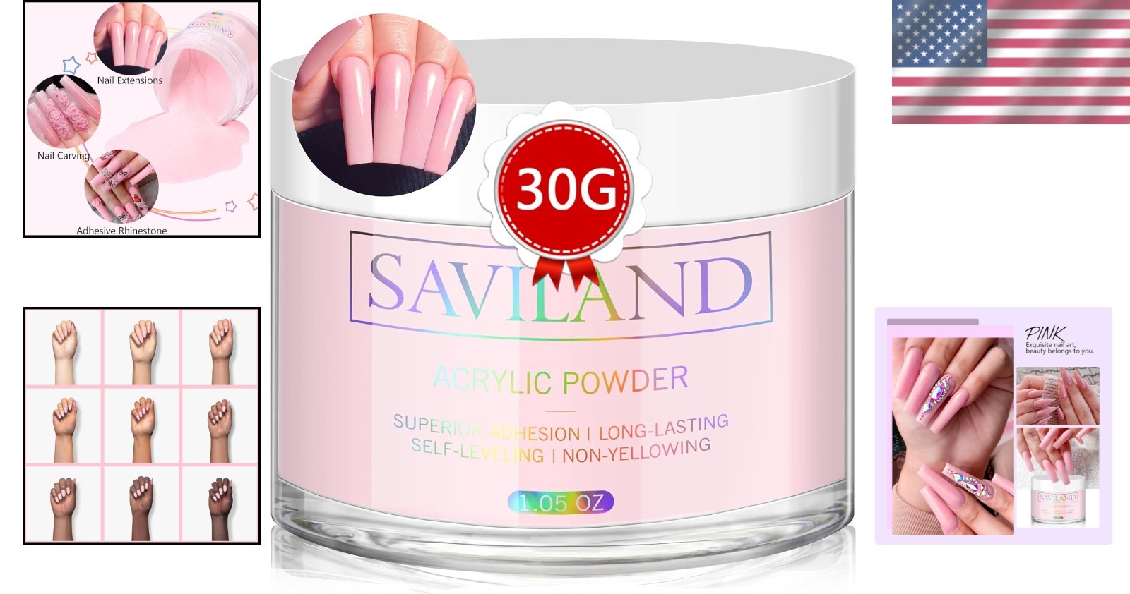Easy-to-Use 30g Pink Acrylic Nail Powder for Beginners & Pros – No Lamp Needed