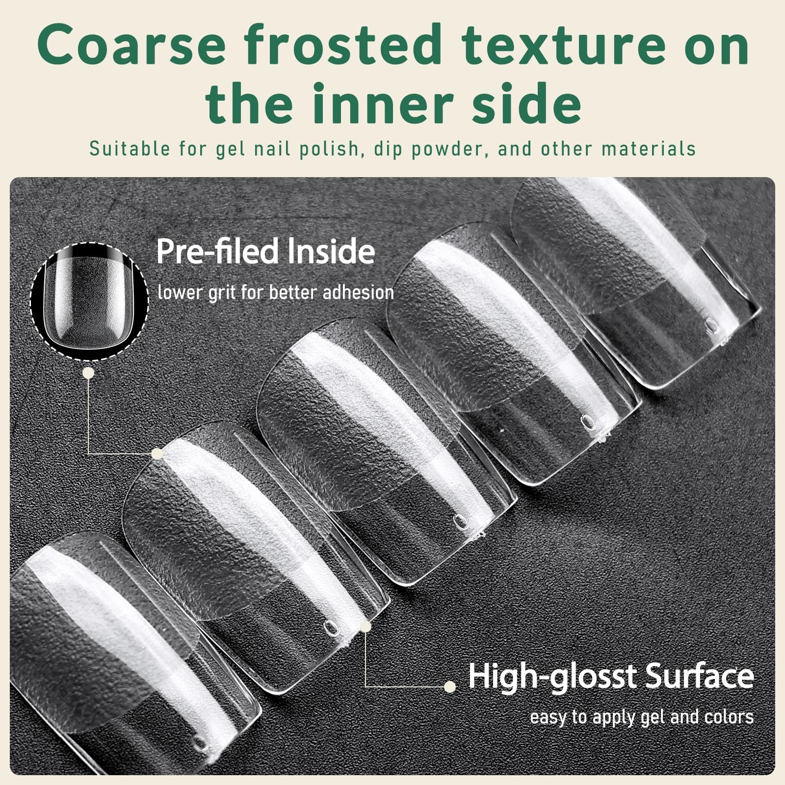360Pcs Short Square Nail Tips, 15Sizes Square Nails Tips Clear Press on Nails…