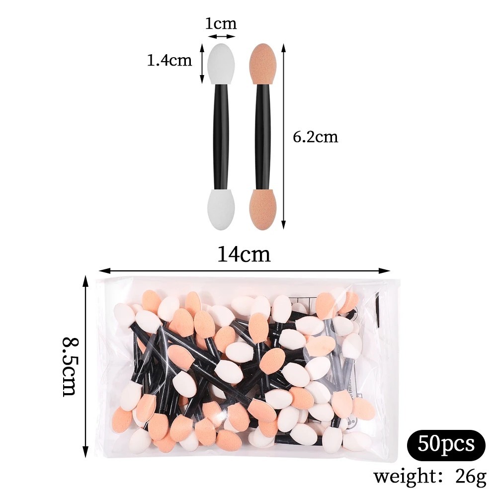50PCS Nail Powder Sponge Brushes Double Sided Chrome Pigment Applicator
