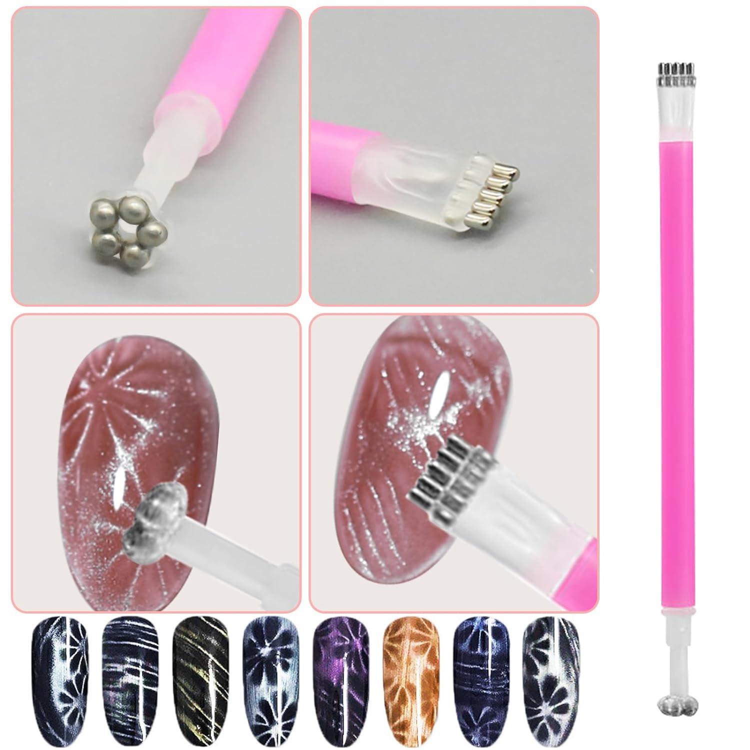 4Pcs Cat Eye Magnet for Nails, Nail Magnets Cat Eye Magnet for Nails Art, Double