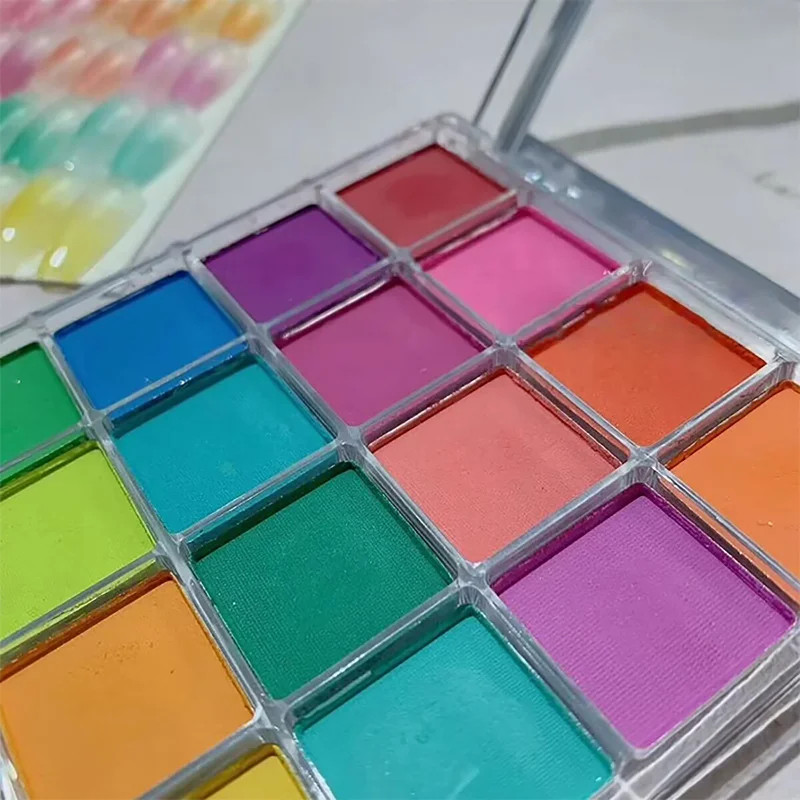 Colors Solid Rubbing Powder Nail Pigment Palette Set Gradient Ombre Nail Dust fo