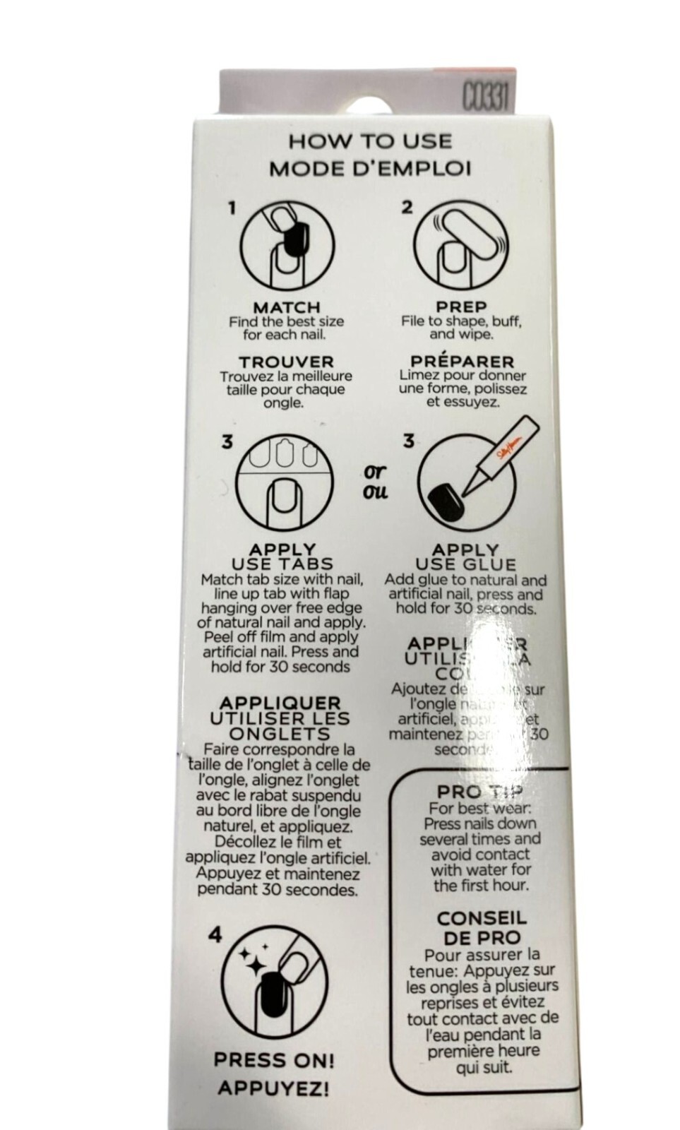 New Sally Hansen Salon Effects Press On Nails Glue and Tabs 30 Long C0331 Onyx p