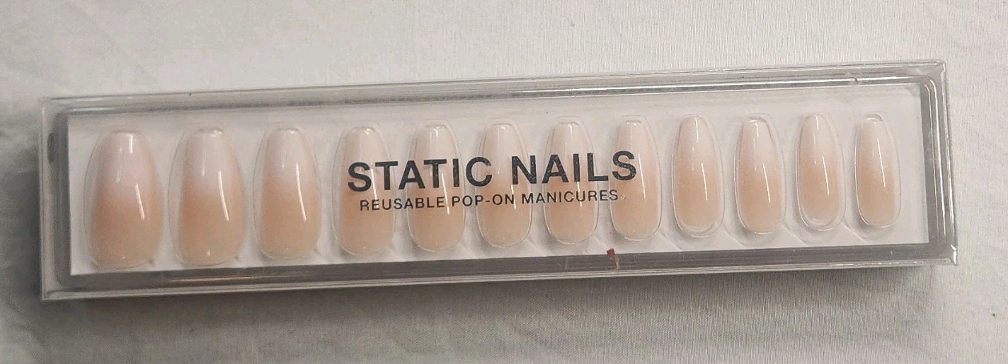 Static Nails Reusable Pre-Designed French Beige Medium Oval Press-On Nails Set