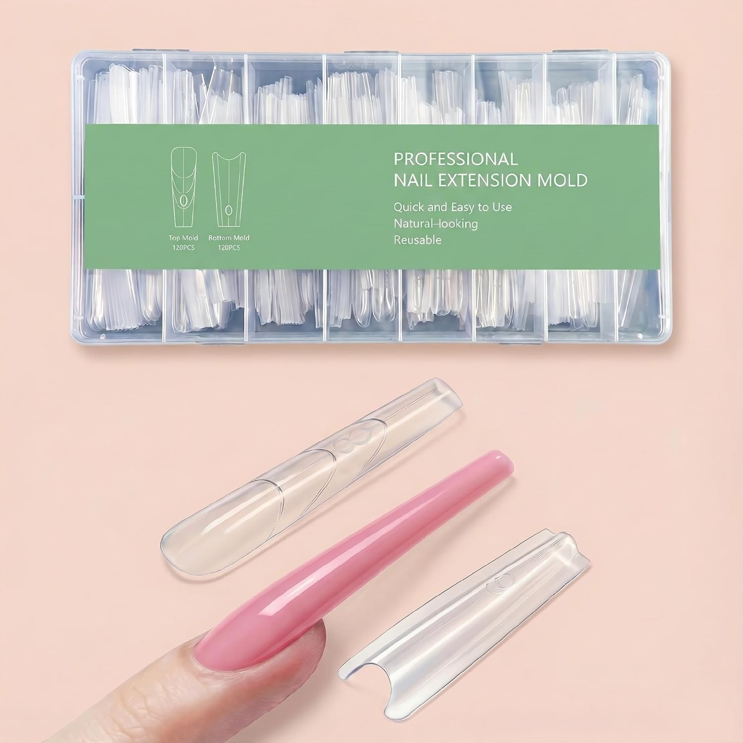 Sandwich Nail Dual Forms Builder Gel 240Pcs Coffin Nail Extension Kit Beginner