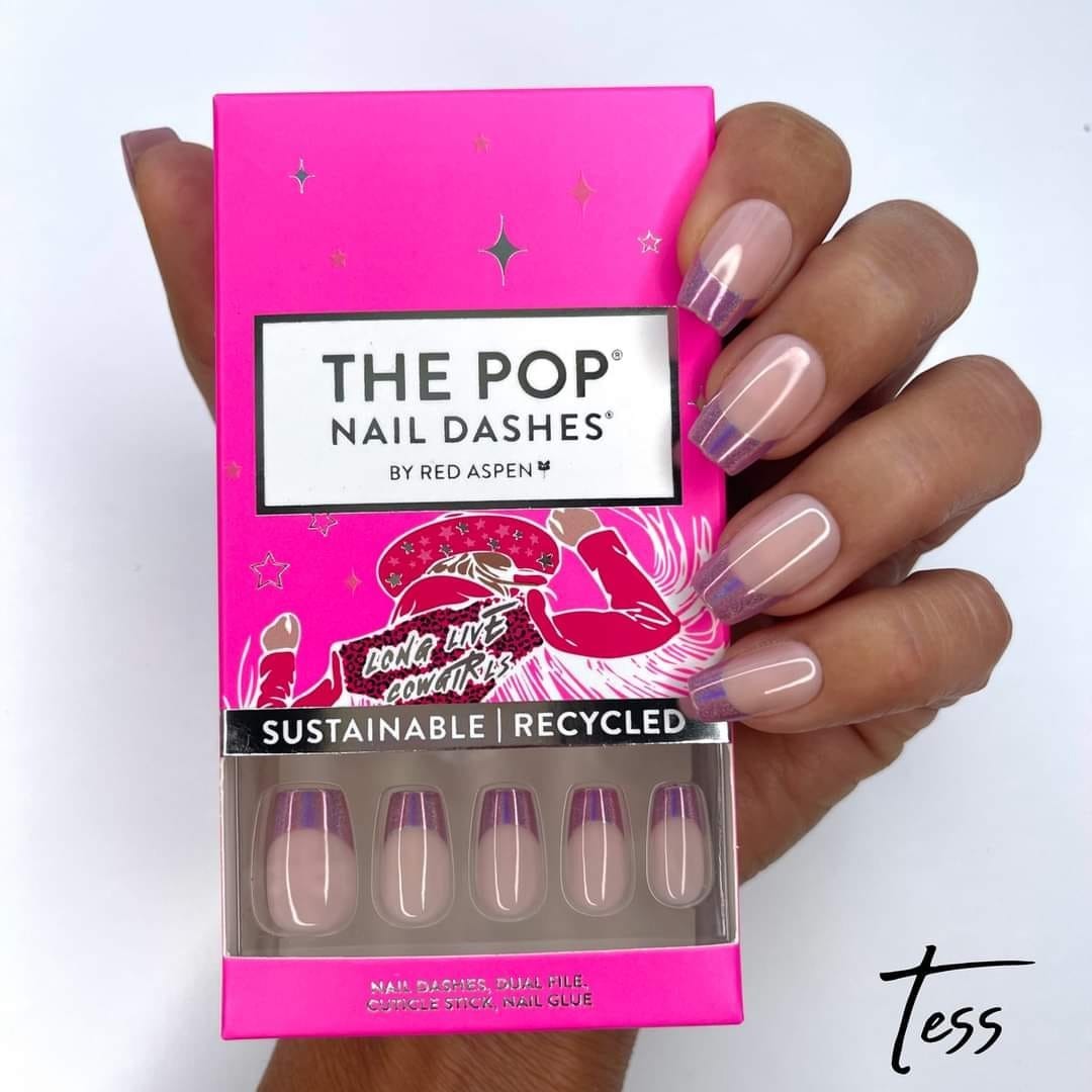 Red Aspen Press On Nails-Tess’s Getting Rowdy-Medium Coffin- French Holo