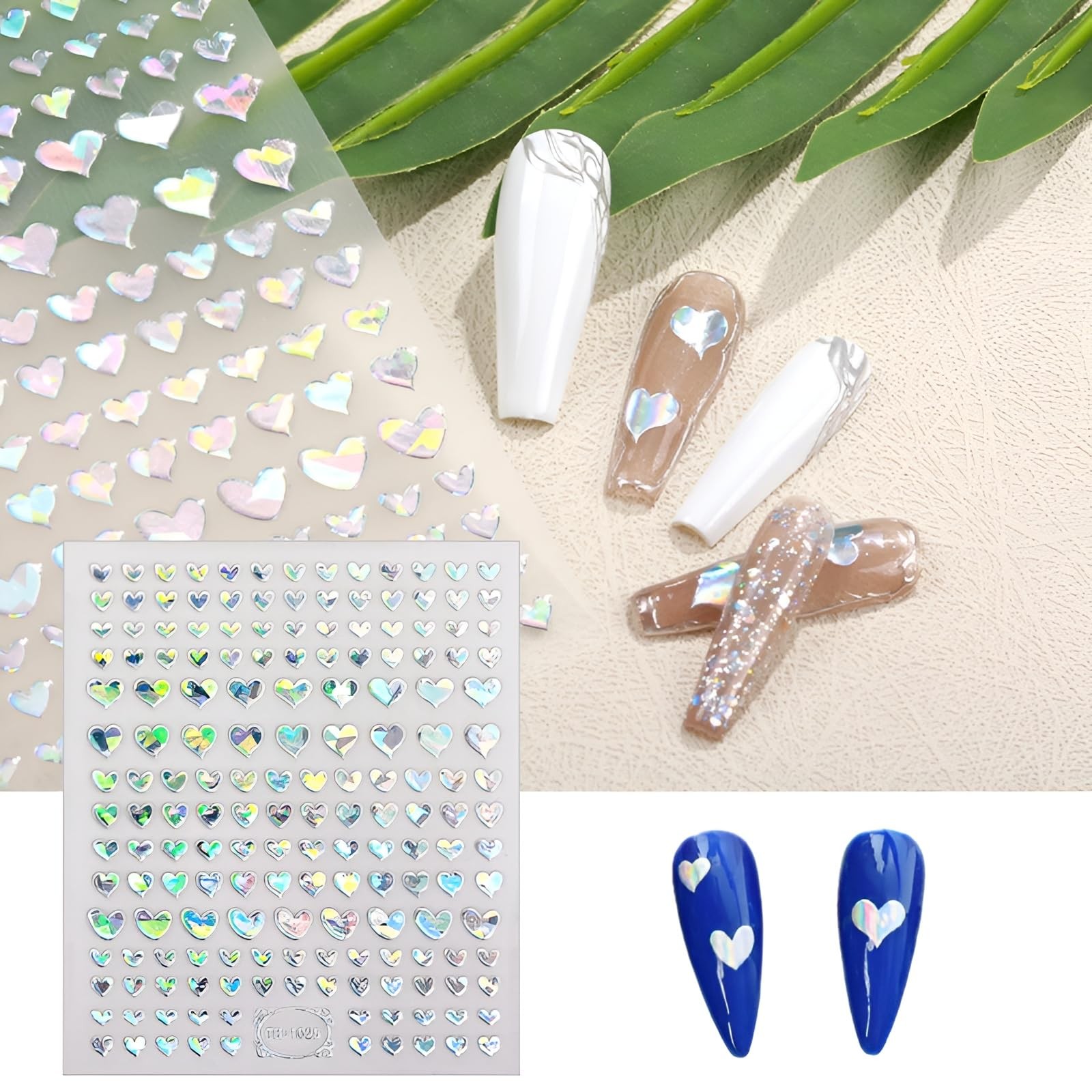 8 Sheets Heart Nail Art Stickers,Valentine’s Day Stickers 3D Style-2