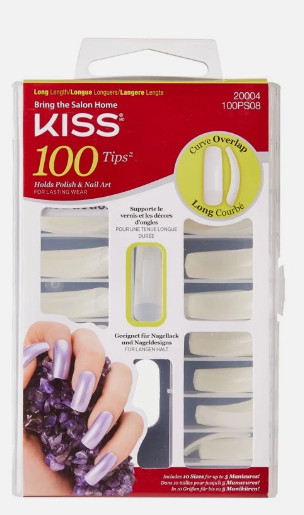 KISS NAILS Long Square Curved Overlap GLUE ON 100 (Glue may be dry) *READ*