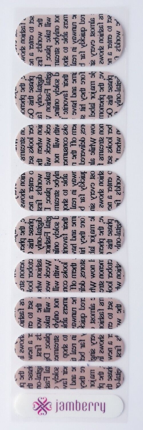 JAMBERRY NEWSPAPER ON NEUTRAL HALF SHEET NAIL WRAP RETIRED GGG FEBRUARY 2015