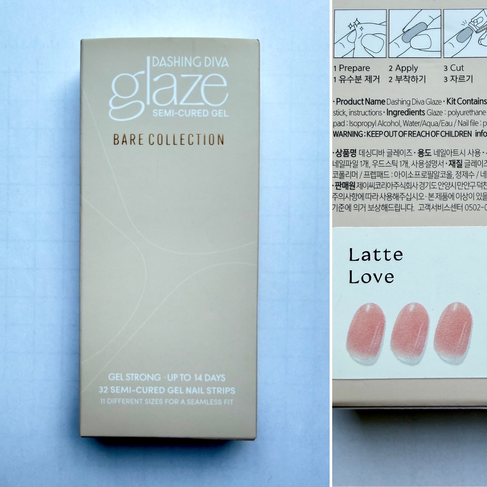 Dashing Diva GLAZE Semi-Cured Gel Nail Strips Bare Collection Latte Love GAM302