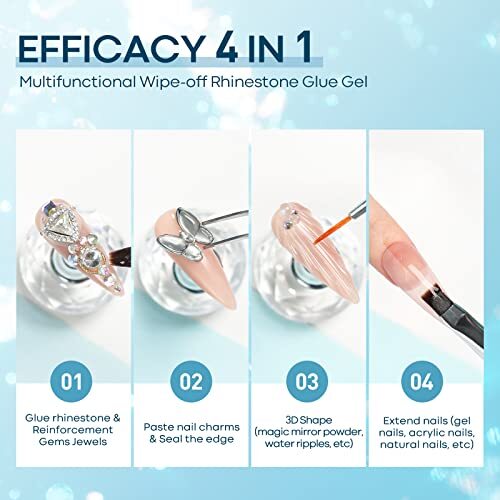 Rhinestone Glue for Nail, No Wipe Nail Gem Glue, Super B1-Rhinestone Glue Set