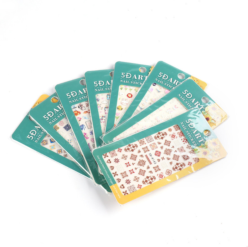 5D Embossed Flower Unicorn Bunny Leaf Fingers Toe Nail Art Sticker Manicure NS24