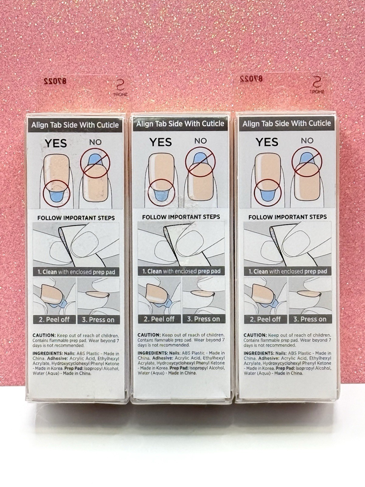 Kiss imPRESS No Glue Press-On Nails Short Color Pink Nude 05Y3 Lovely Lot Of 3