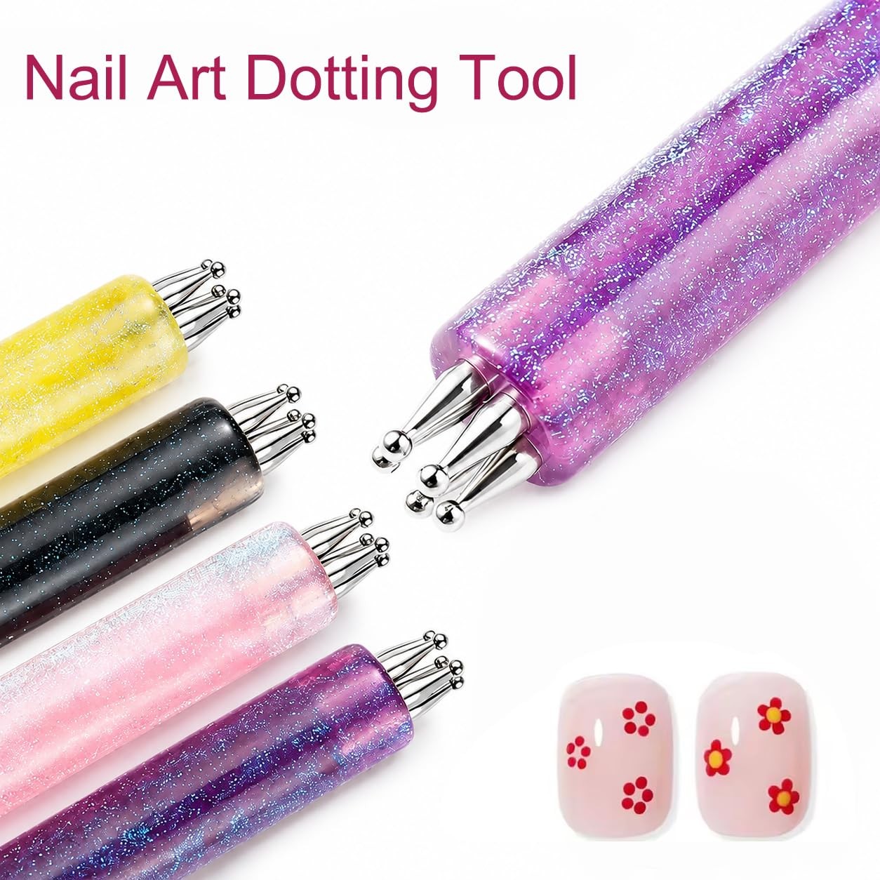 5 Petal Flower Nail Dotting Pen Set – 4PCS Flower Dotting Tools Nail Art, Nai…