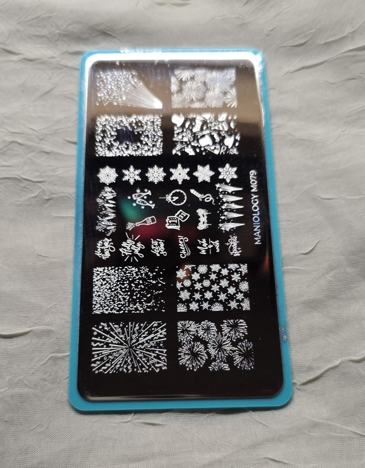 M079 Maniology Nail Stamping Plate Happy New Year Birthday Celebration Fireworks