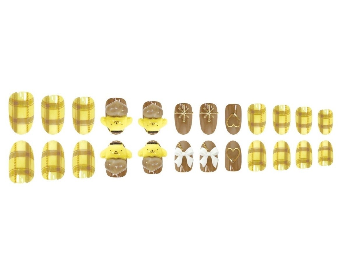 Sanrio Pompompurinn Press-On Nails 24 Tips Reusable Kawaii Gradient Nail Art NEW
