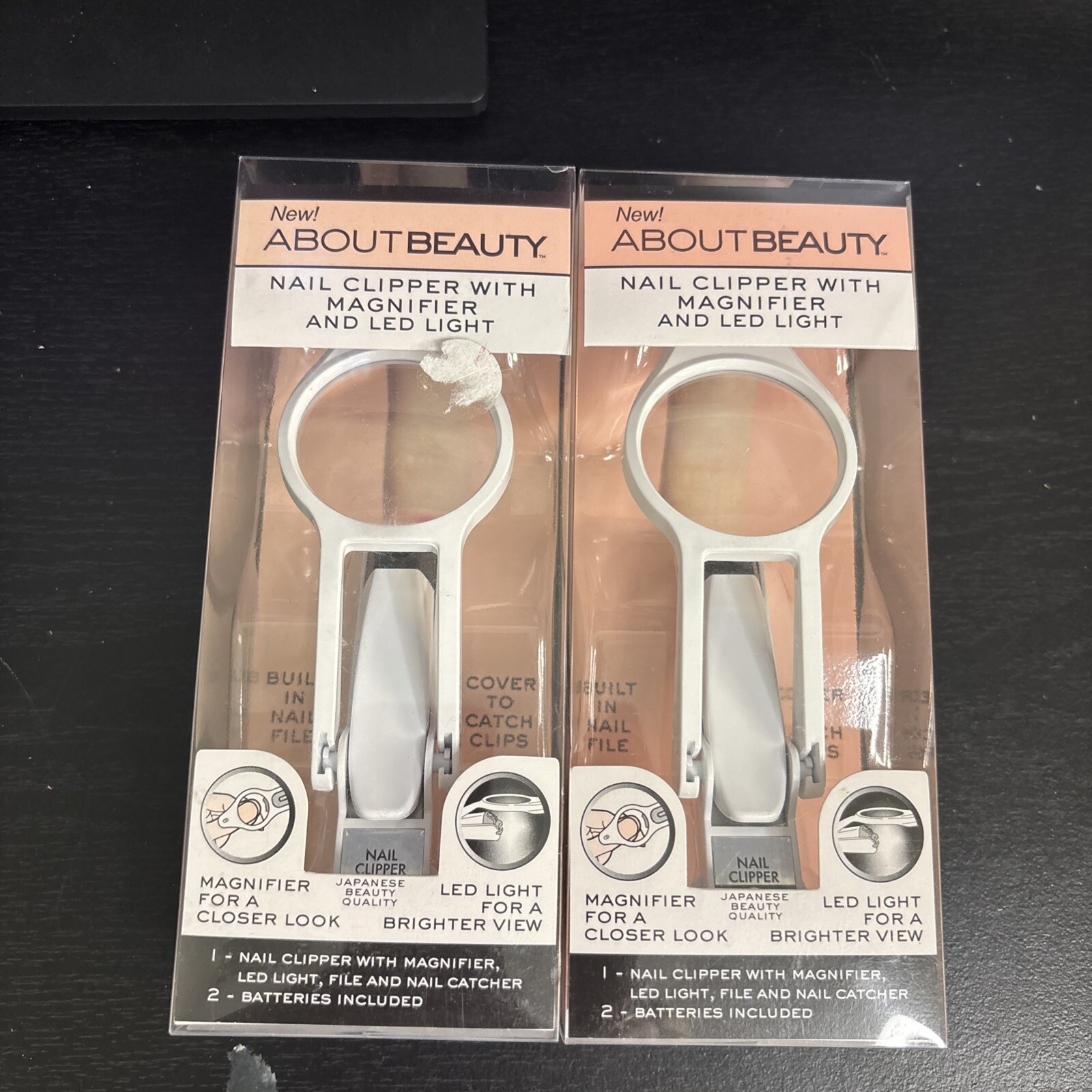 2 Pack About Beauty Made in Japan Nail Clipper with Magnifier LED Light Japanese