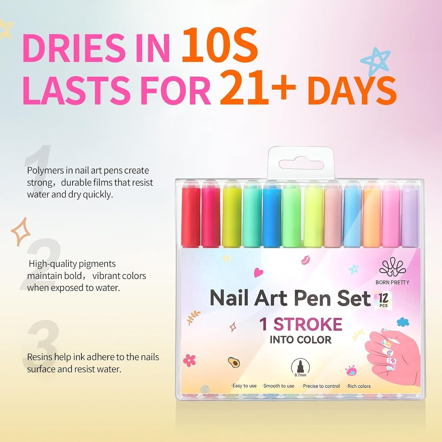 Quick Dry 12 Colors Neon Nail Art Pens – Fun Acrylic Markers for Creative Nails