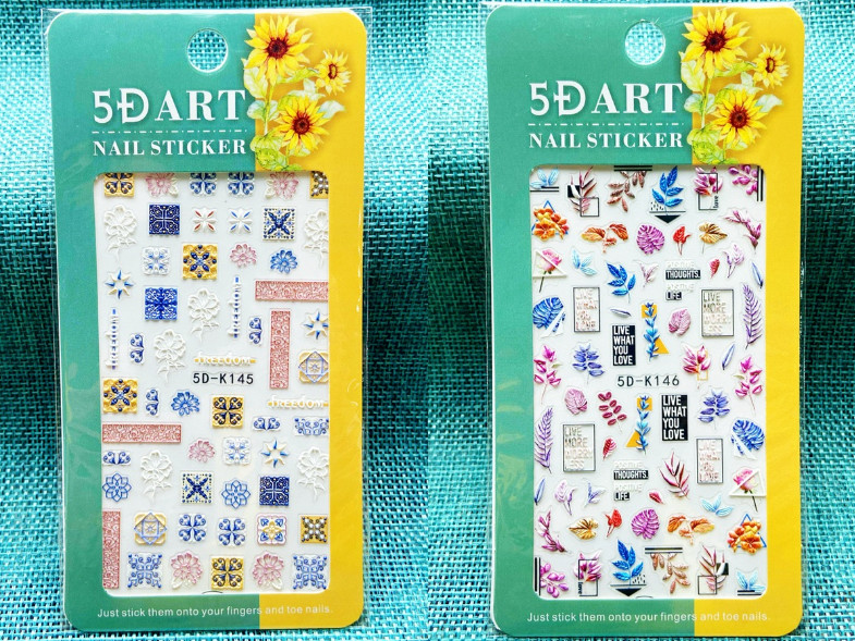 5D Embossed Flower Unicorn Bunny Leaf Fingers Toe Nail Art Sticker Manicure NS24