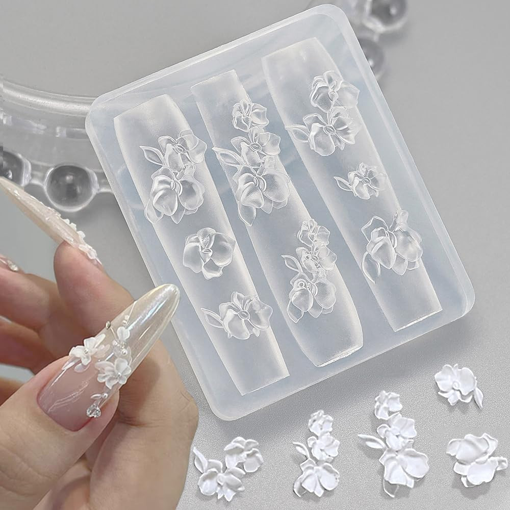Silicone 3D Flower Nail Art Molds for DIY Manicure and Design
