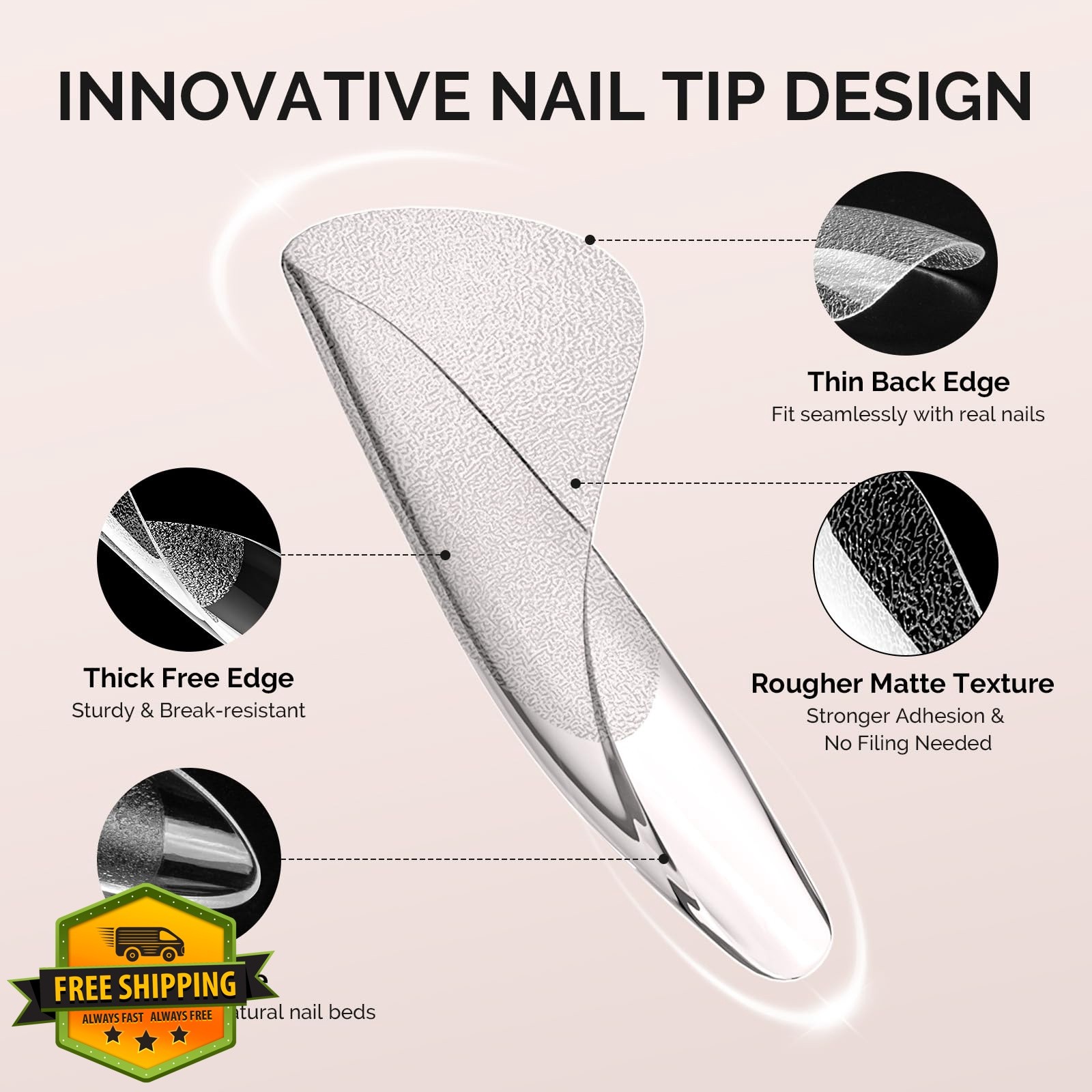 MelodySusie Medium Oval Round X Nail Tips 600pc