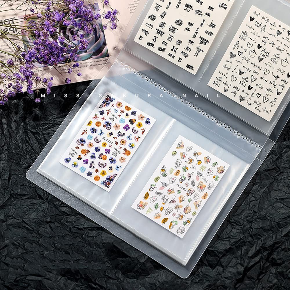 CAVAD 80 Slots Nail Sticker Storage Book Collecting Album Water Decals Empty …