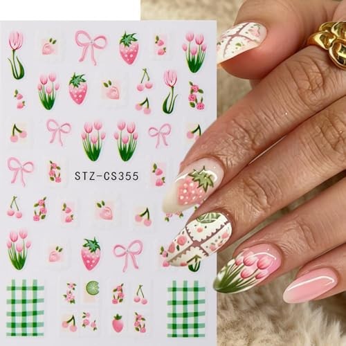 Flower Nail Stickers for Nail Art, Flowers Nail Decals 3D Self-Adhesive Style7