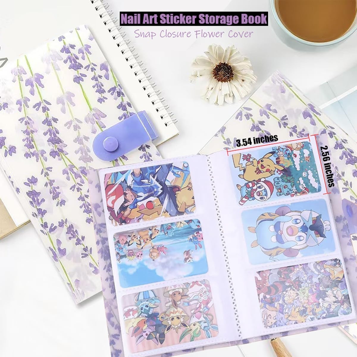 90 Sheets 3D Floral Nail Art Stickers with Rhinestones & Storage Book, 5000 Piec