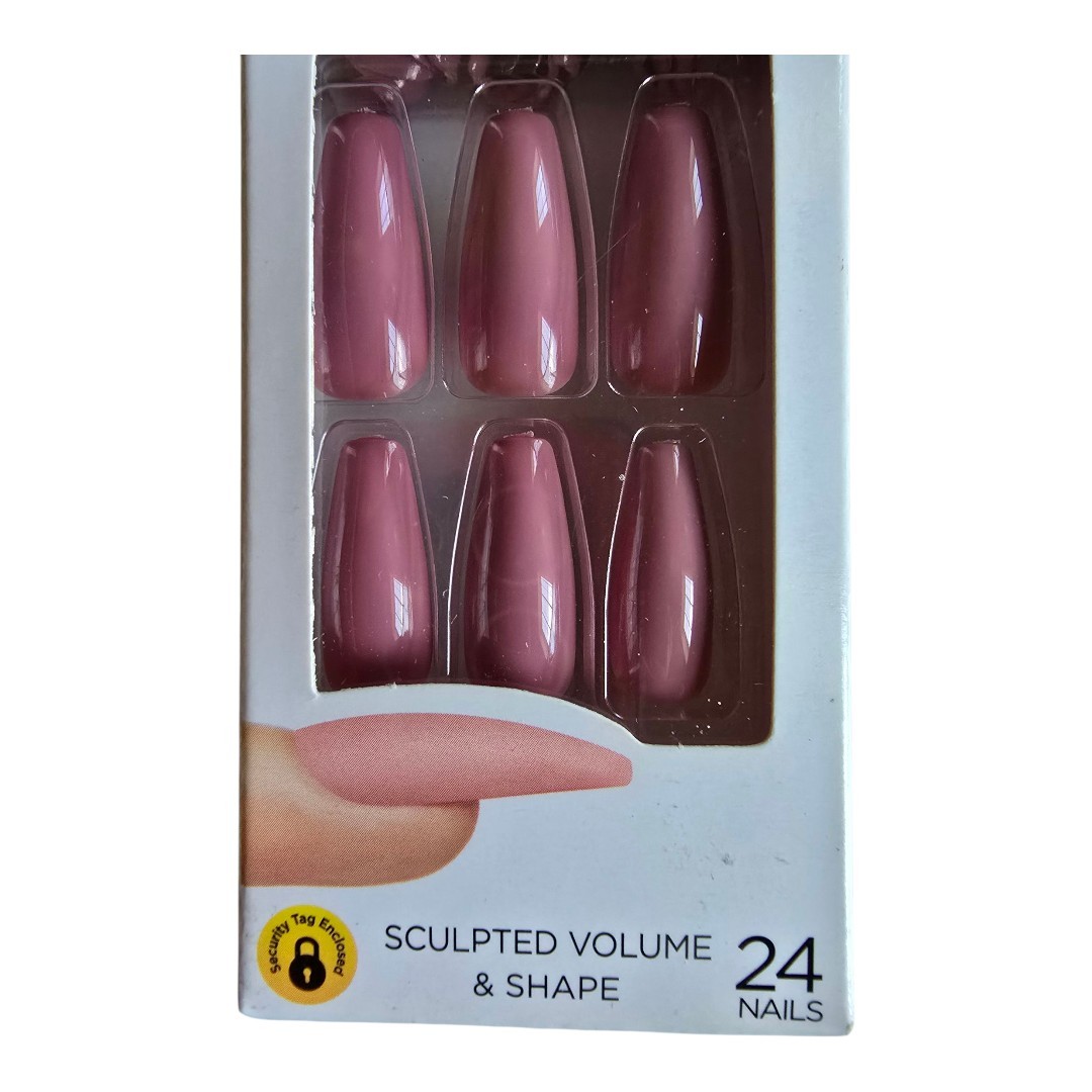 NWB Kiss Artificial Nails Light Mocha Rose Long Sculpted Volume Shape DSC01 Maze