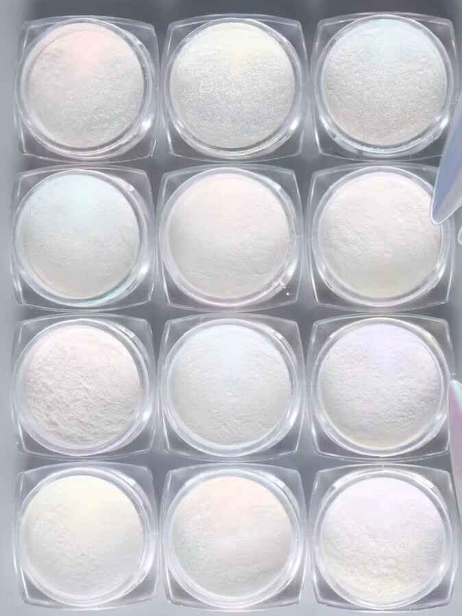 12pcs/Set Aurora Mirror Nail Chrome Powder Set Pearl White Rubbing Chrome Dust.