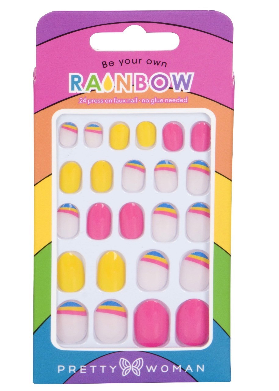 Pretty women Girls Be Your Own Rainbow Press On Nails 24 Piece