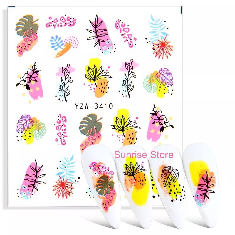 Nail Art Water Transfer Sticker Face Image Flower Leaf Floral Decal Manicure DIY