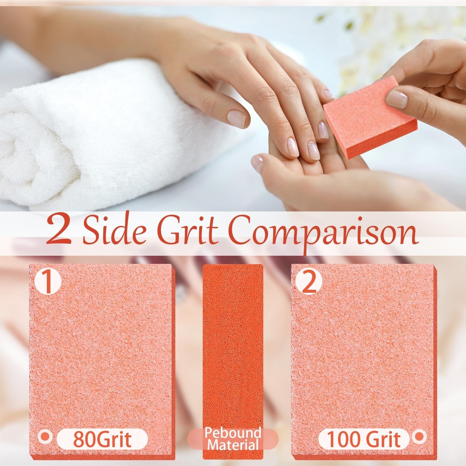 600 Mini Nail Buffer Blocks 80/100 Grit – 2 Sided Professional Nail Files for Ac