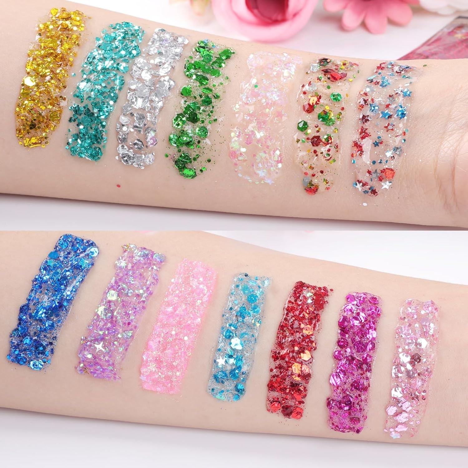 Glow in The Dark Festival Body & Face Glitter – 14 Shades for Dazzling Looks
