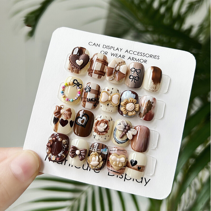 Mixed Brown Grey 3D Nail Rhinestones Bowknot Manicuring Nail Art Charms Supplies