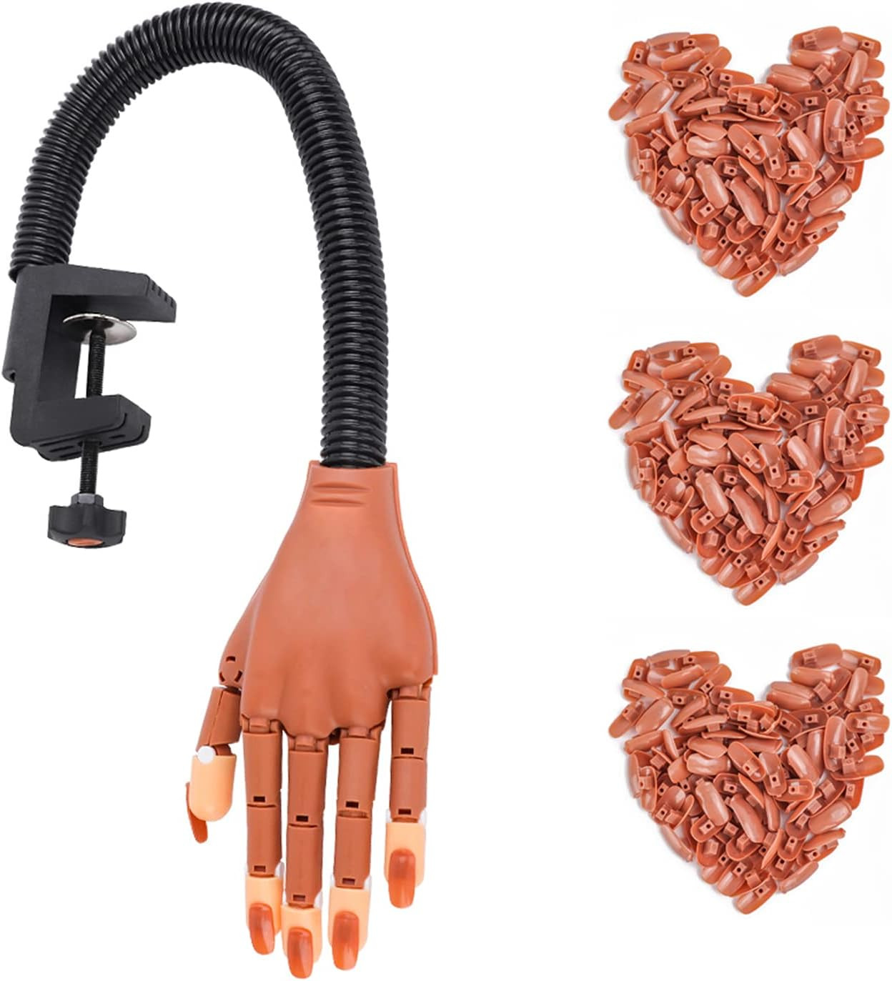 Practice Hand for Acrylic Nails,300 Pcs Nail Tips Flexible Training Ha