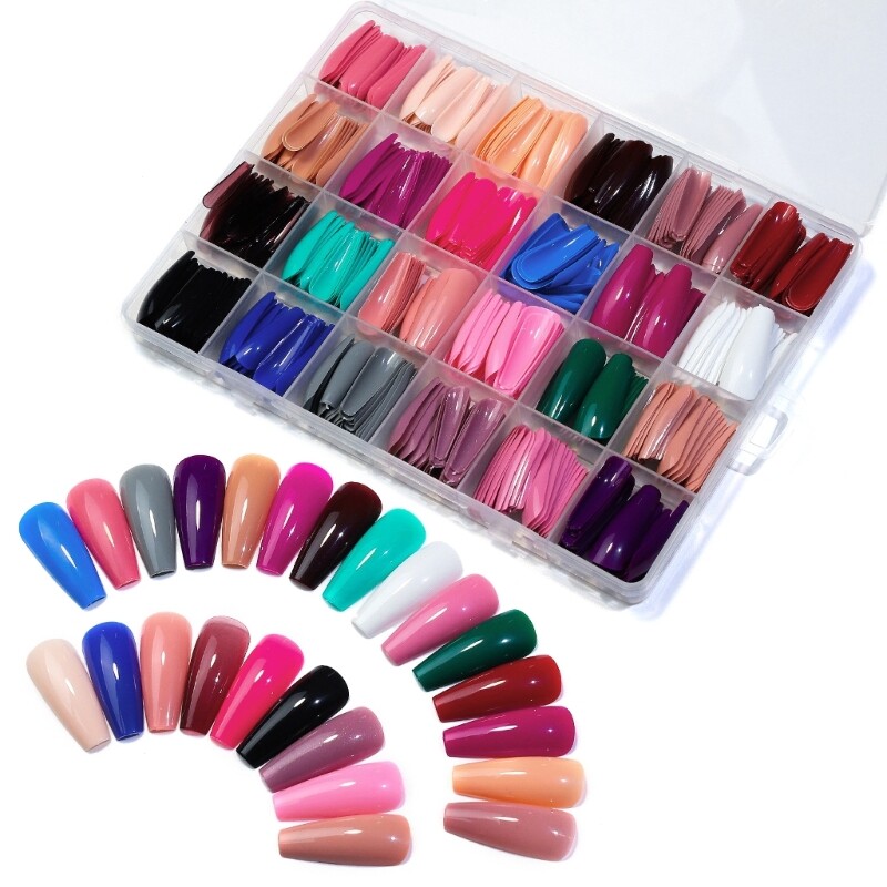 False Nails Straight Full Cover Acrylic Tip Manicure DIY Artificial Fingernails