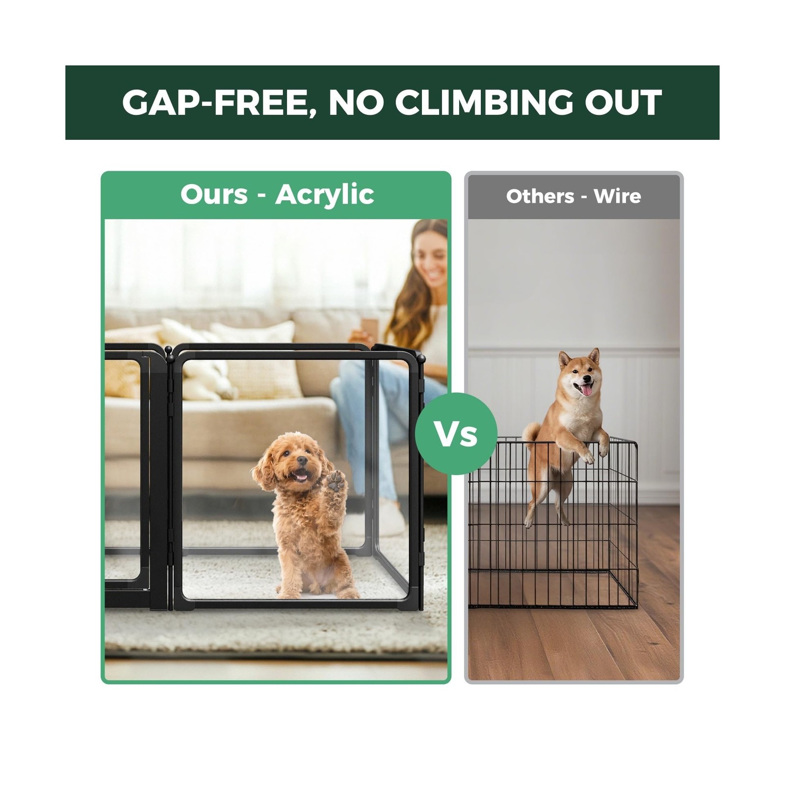 FXW AuraSpace Pro Acrylic Indoor Dog Playpen, Heavy-Duty with Metal Frame, 24…