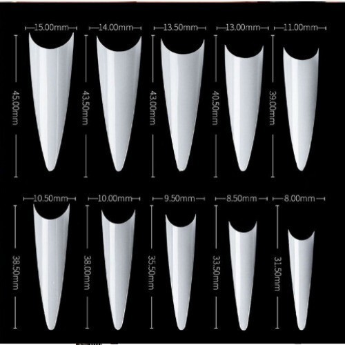 Curve Fake Nails Clear Natural Acrylic Artificial Nail Art Tips 500pcs